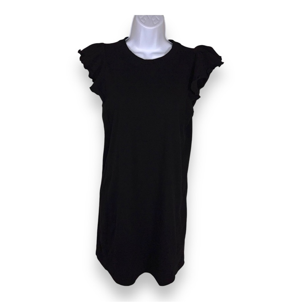 Small Forever 21 Juniors Black Ruffle Short Sleeve Dress Fitted Retro Goth